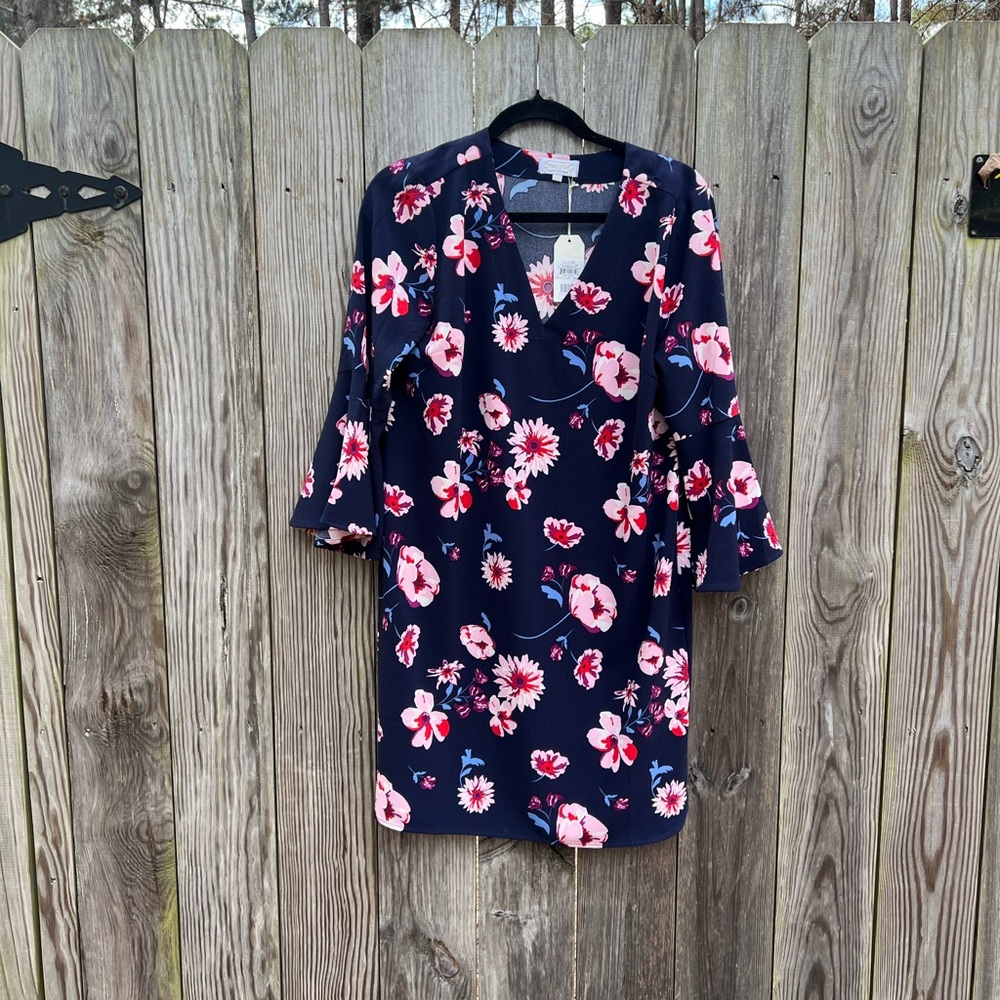 MUDPIE Mia Bell Sleeve Navy floral Dress Women’s Small NWT NEW - Picture 4 of 13